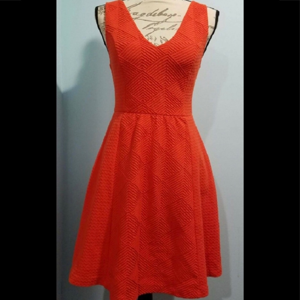 Poppy red textured dress with cute cut out back - Anthropologie/Maeve